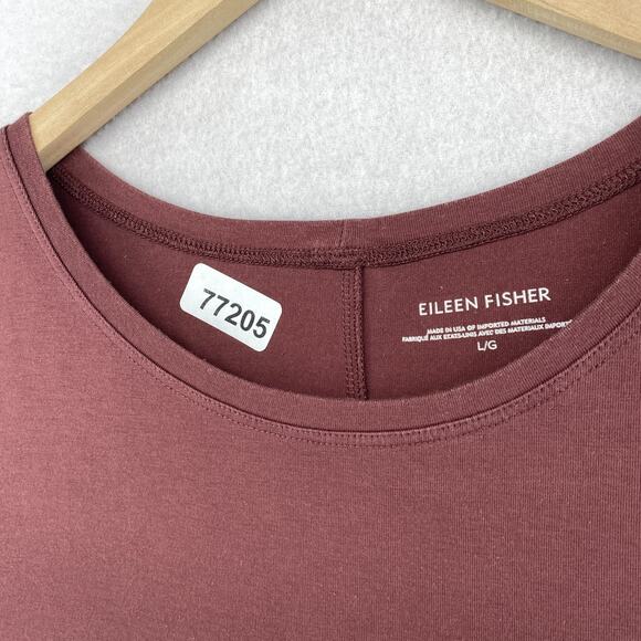 EILEEN FISHER Dress L Stretch Cotton Jersey Shift Tank Mini Sleeveless Brown USA - Picture 9 of 9